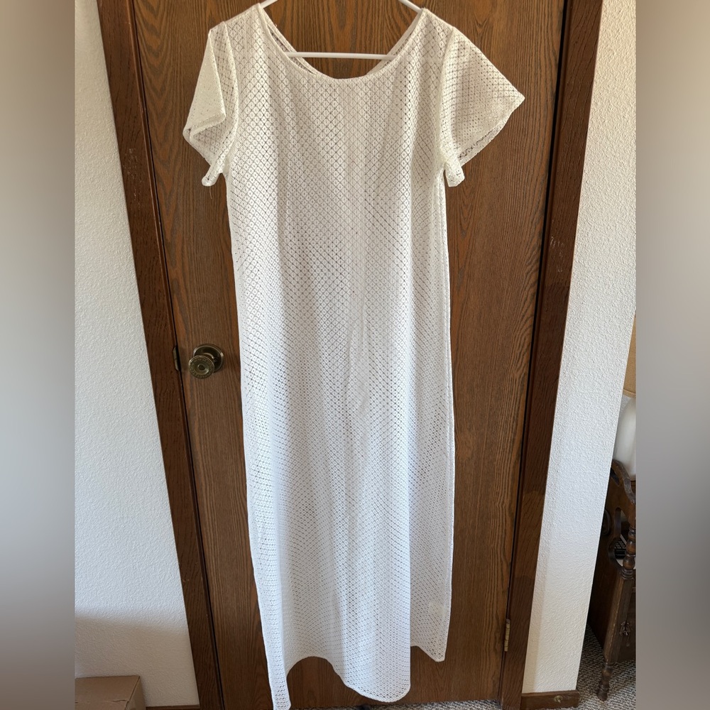 Fun White Swimsuit Cover Maxi Dress